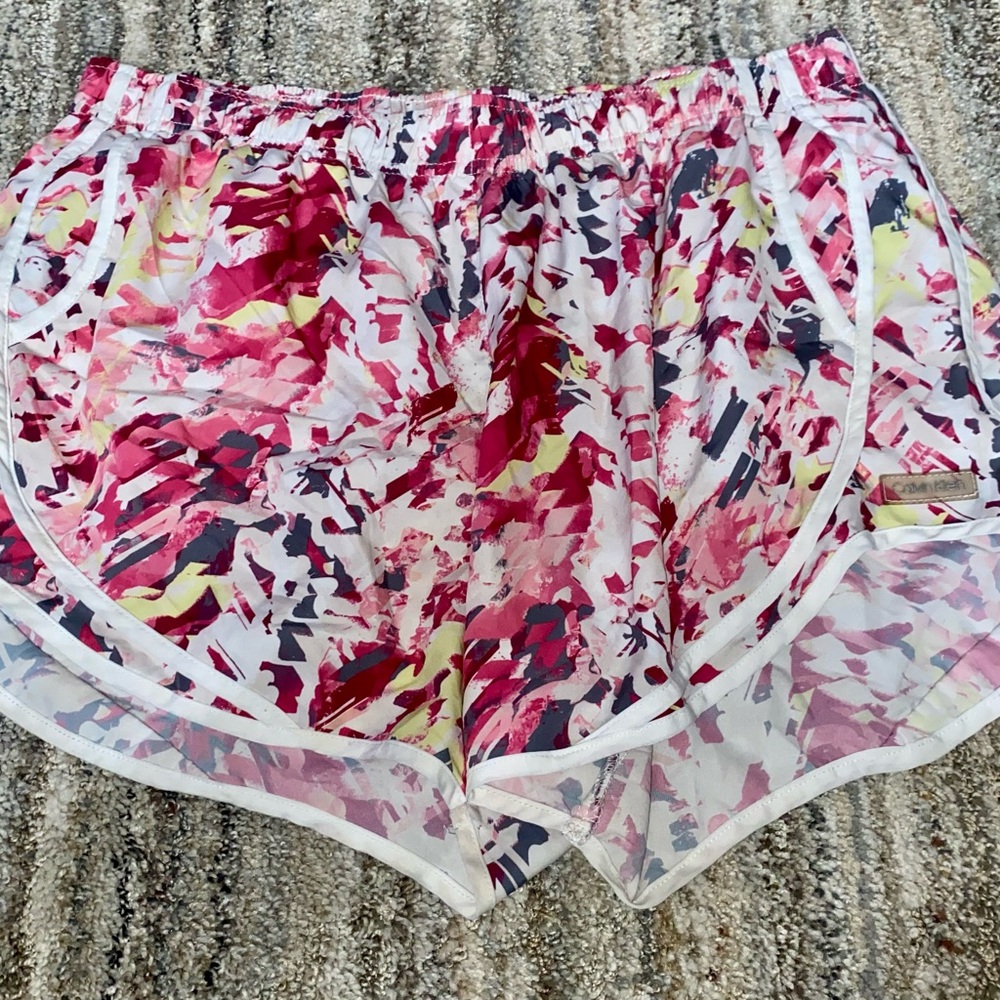 Calvin Klein Pink and Yellow Athletic Shorts (2)